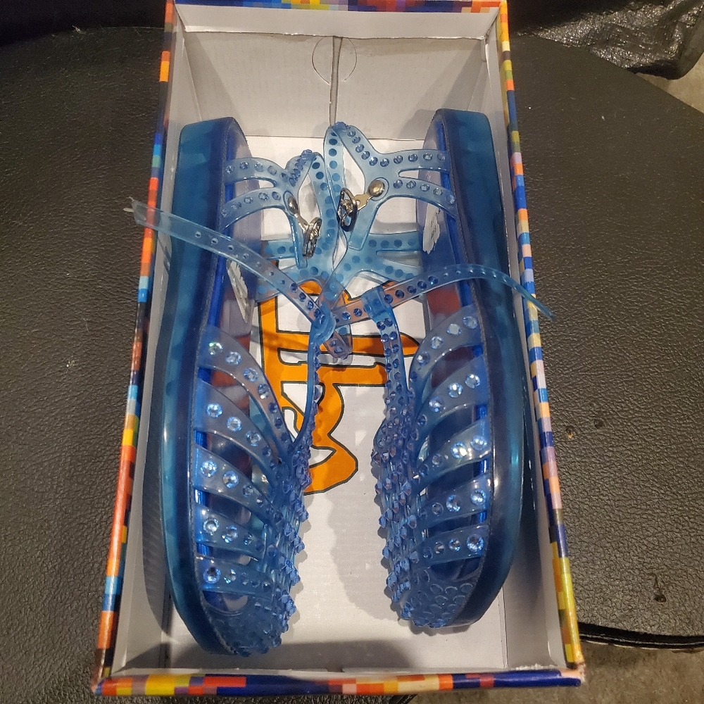 JEFFREY CAMPBELL Rhinestone Jelly Sandals 8 - Picture 2 of 10